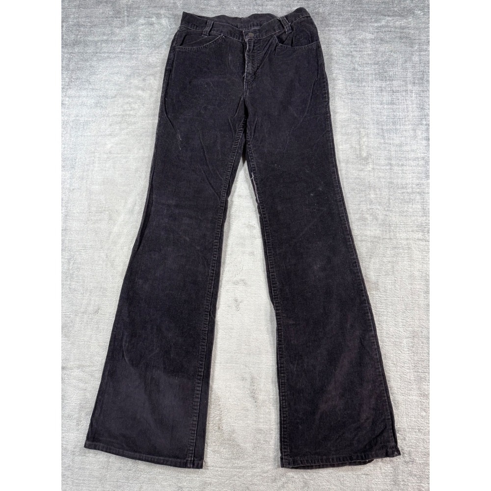 Levis Pants Women 28x34 Black 517 Corduroy Flare Bootcut Vintage 70s Western - Picture 2 of 13